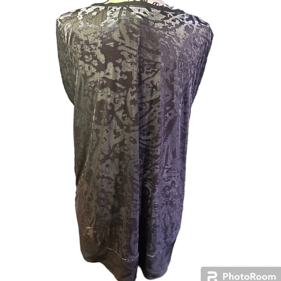 Vera Wang Women’s Black Sheer and Velour Dressy Top See Through XL - Picture 3 of 9